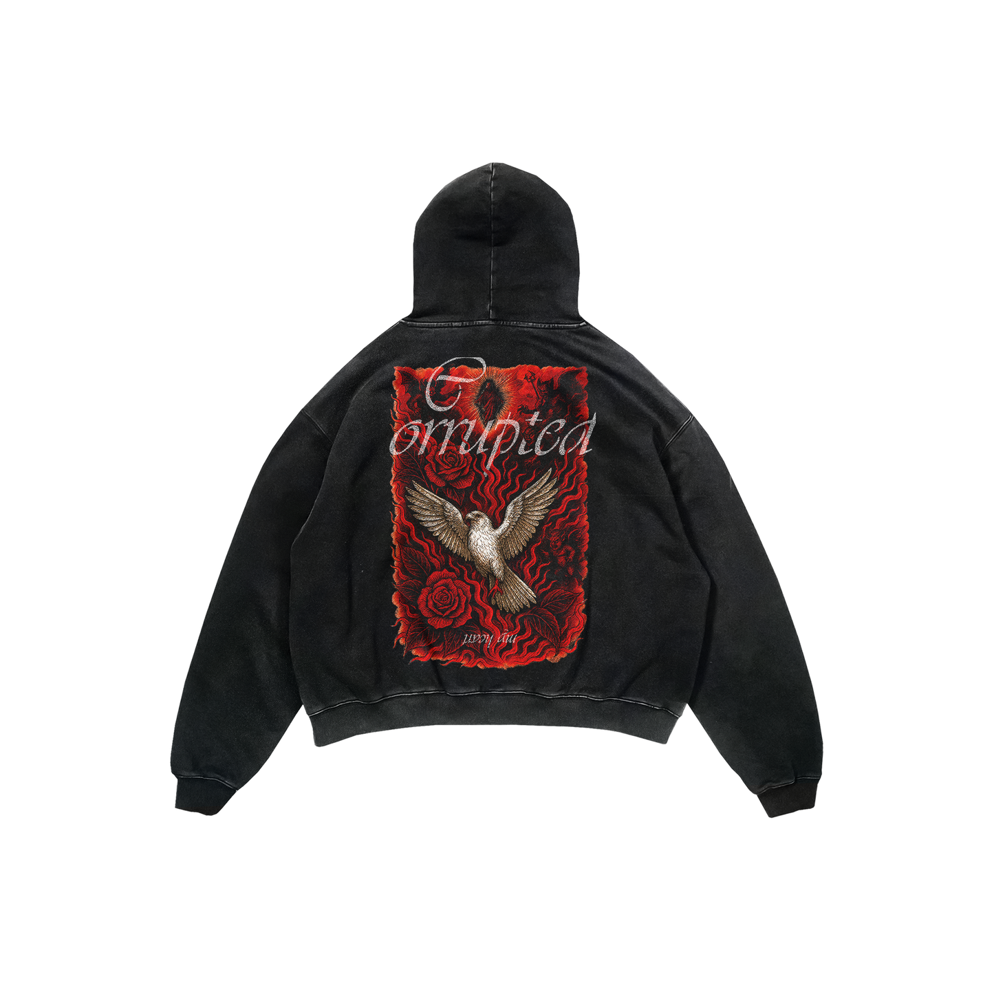 corrupted heart – gothic flame t-shirt design streetwear