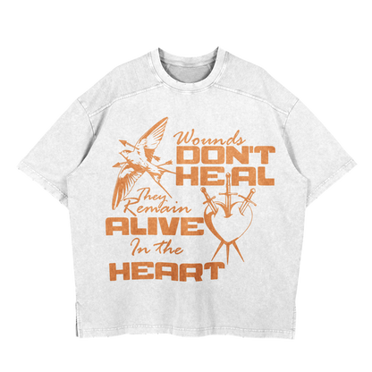WOUNDS DON'T HEAL – Alive in the Heart T-Shirt Design Streetwear