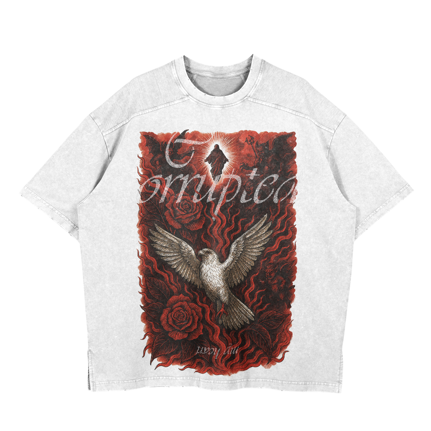 corrupted heart – gothic flame t-shirt design streetwear